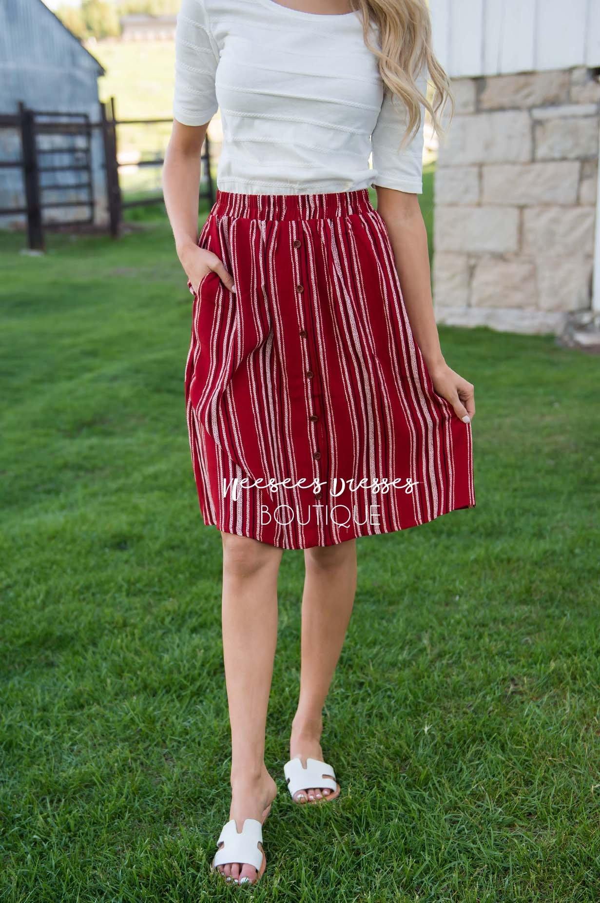 Burst Of Joy Striped Button Skirt Modest Dresses vendor-unknown