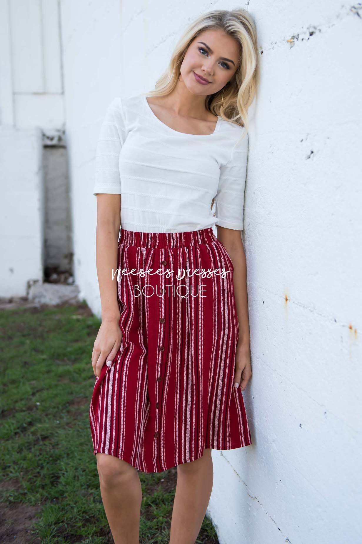 Burst Of Joy Striped Button Skirt Modest Dresses vendor-unknown
