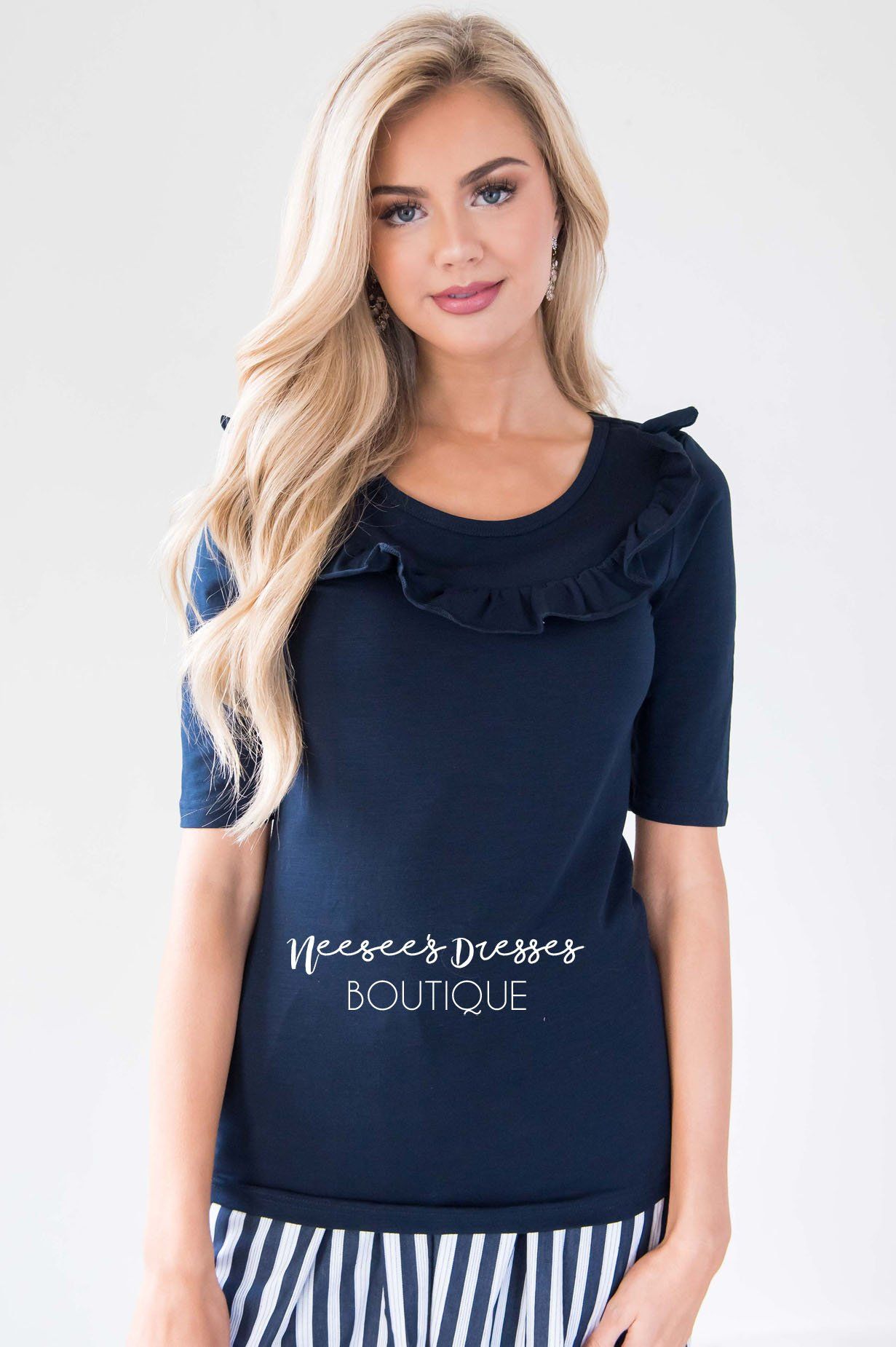 Let's Get Lost Ruffle Blouse Tops vendor-unknown