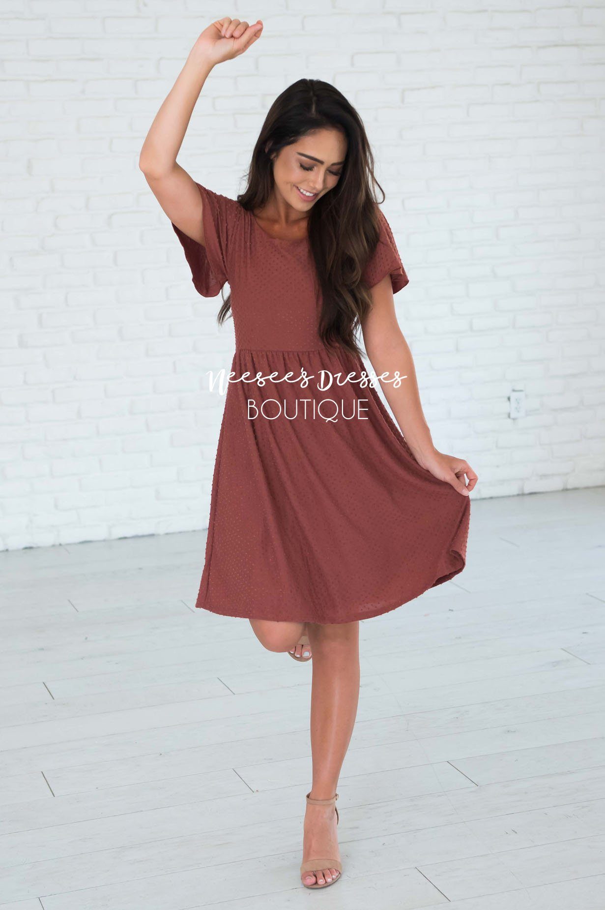 The Zoey Swiss Dot Modest Dresses vendor-unknown