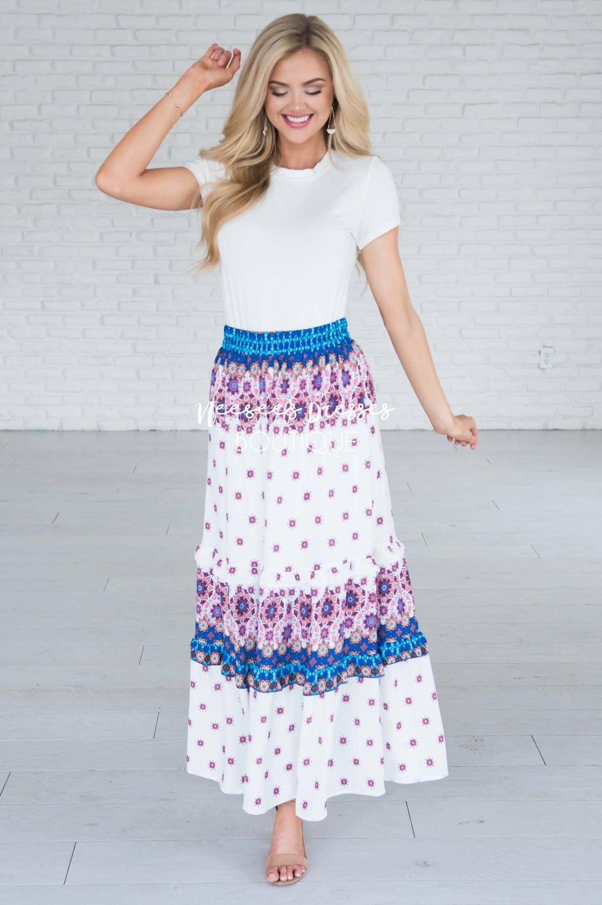 A Reason To Dance Tiered Maxi Skirt Modest Dresses vendor-unknown