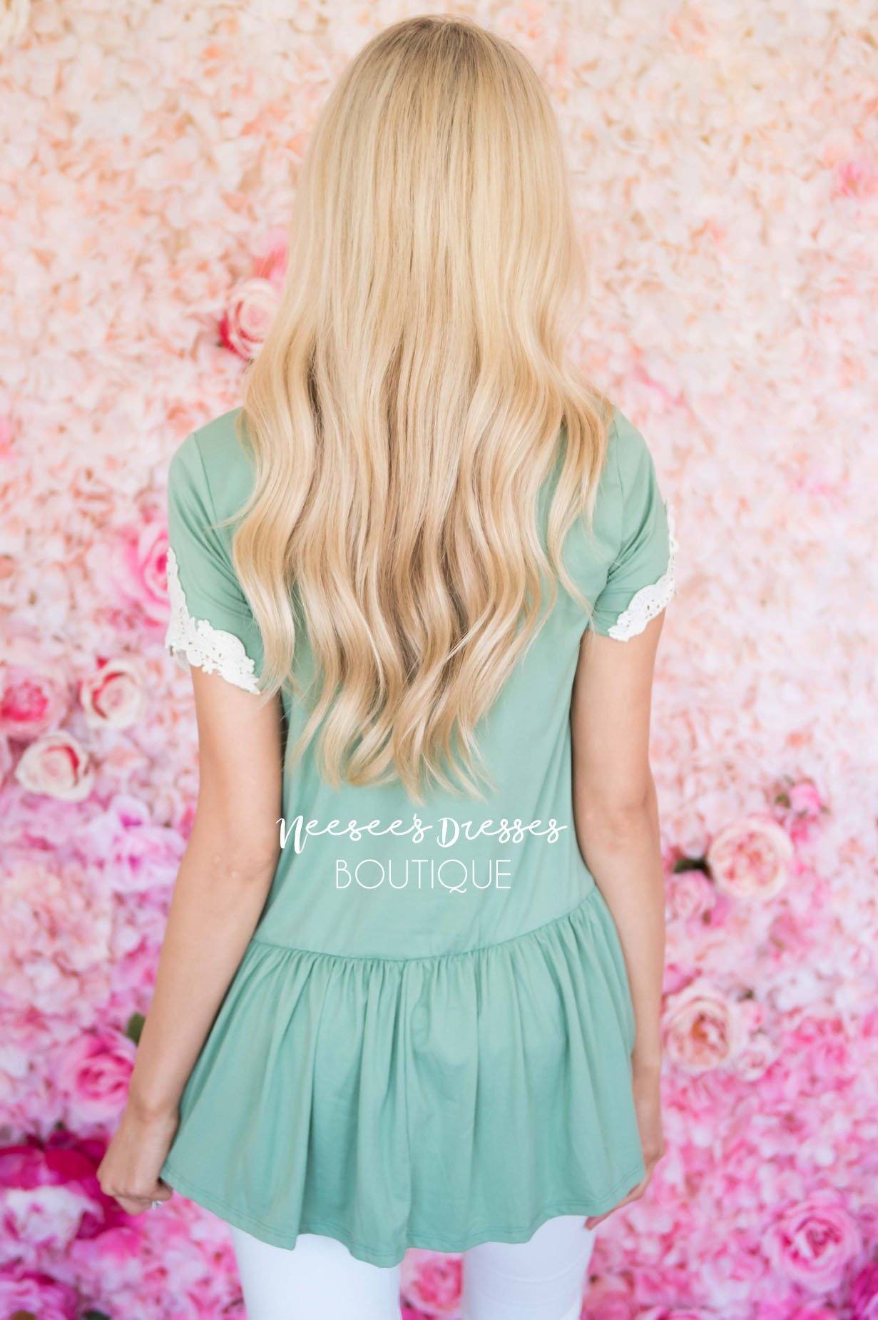 Be Bold Crochet Sleeve Top Modest Dresses vendor-unknown