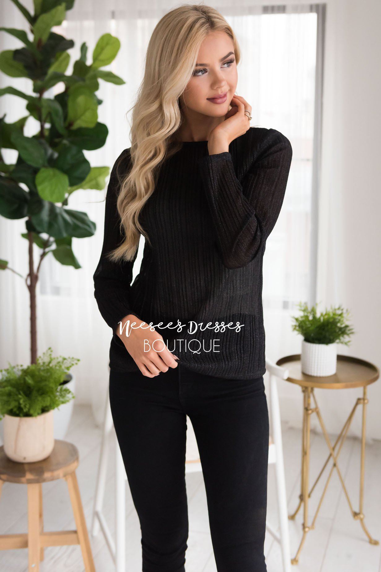 Sheer Stripes Blouse Tops vendor-unknown