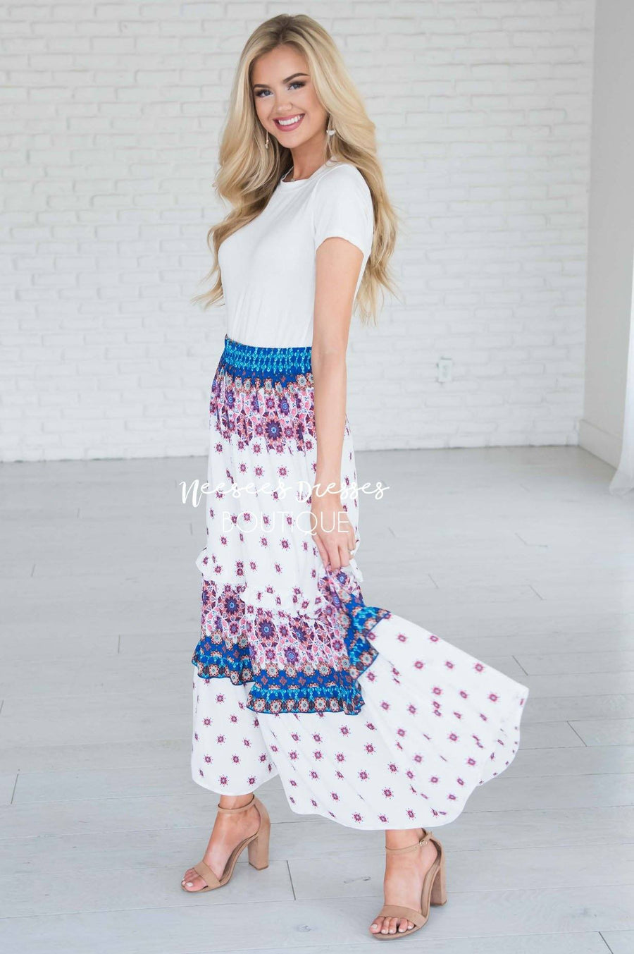 A Reason To Dance Tiered Maxi Skirt Modest Dresses vendor-unknown 