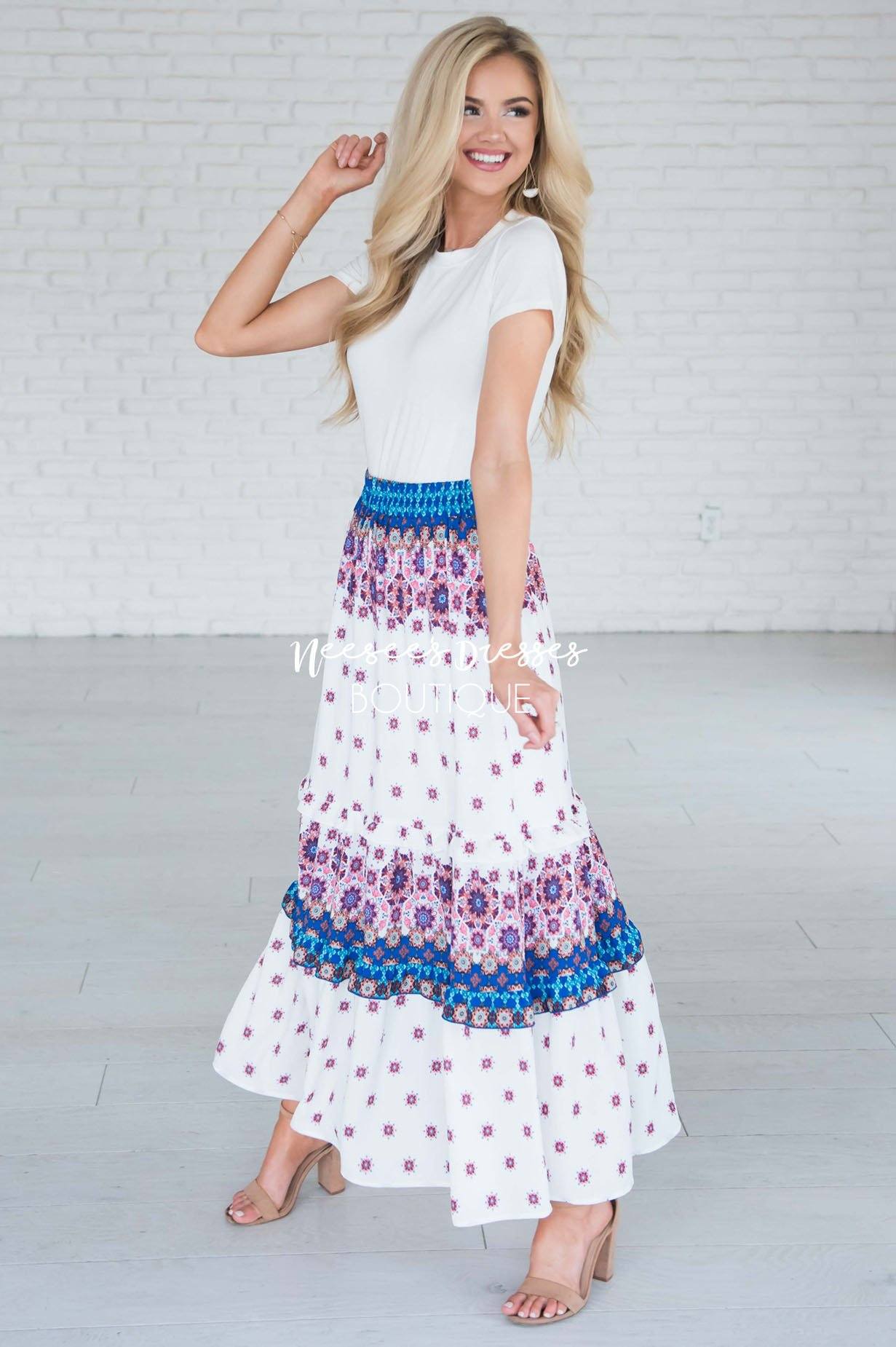 A Reason To Dance Tiered Maxi Skirt Modest Dresses vendor-unknown