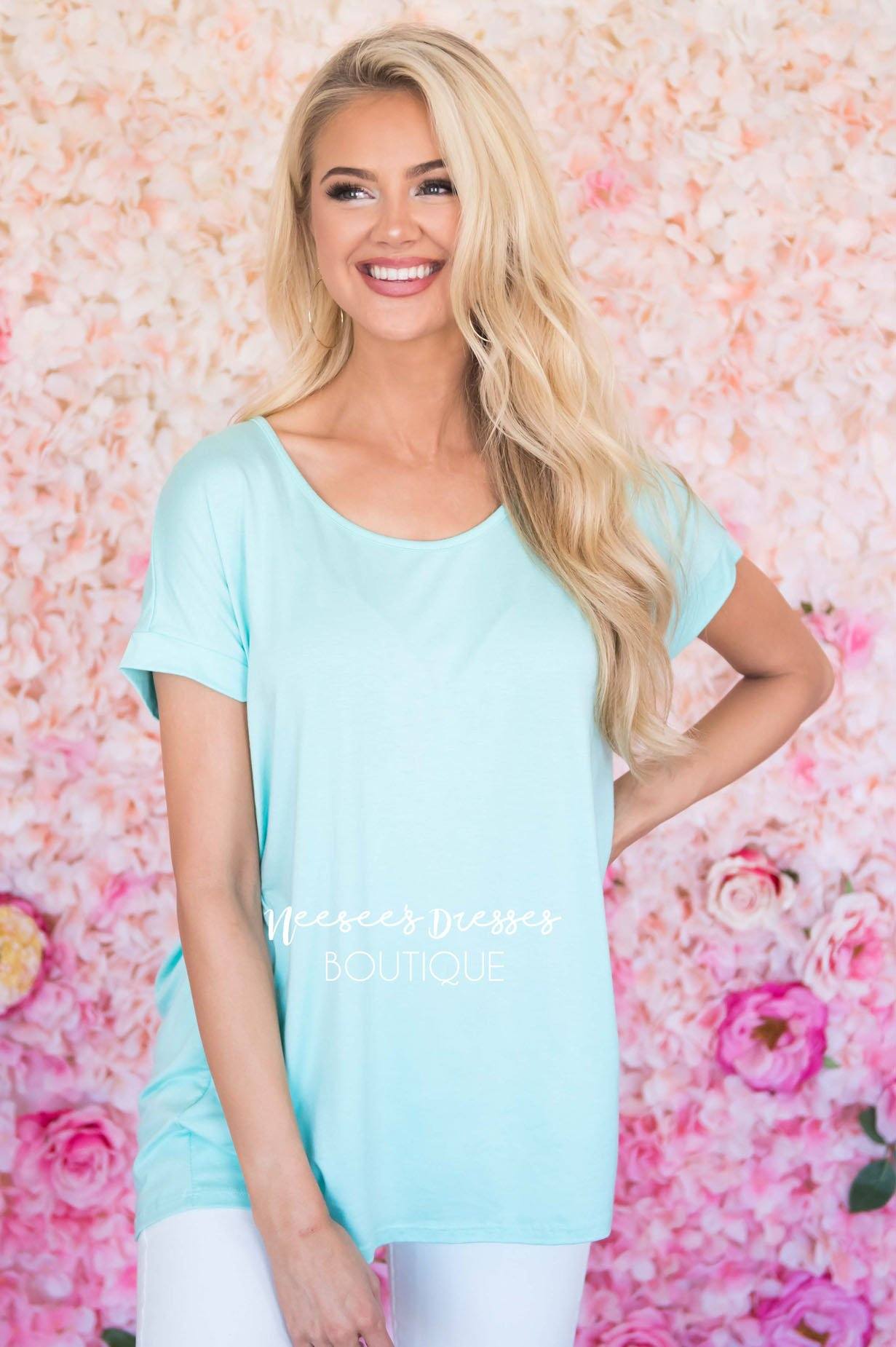 Stay Fabulous Roll Sleeve Top Modest Dresses vendor-unknown