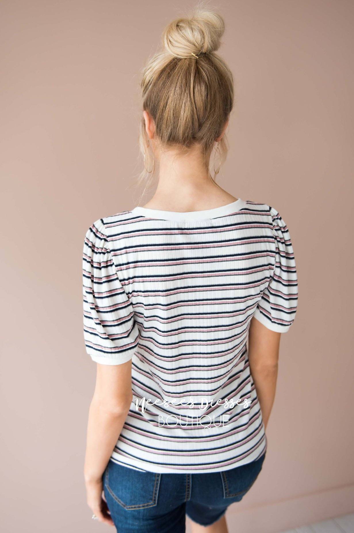 Stories To Tell Striped Top Modest Dresses vendor-unknown