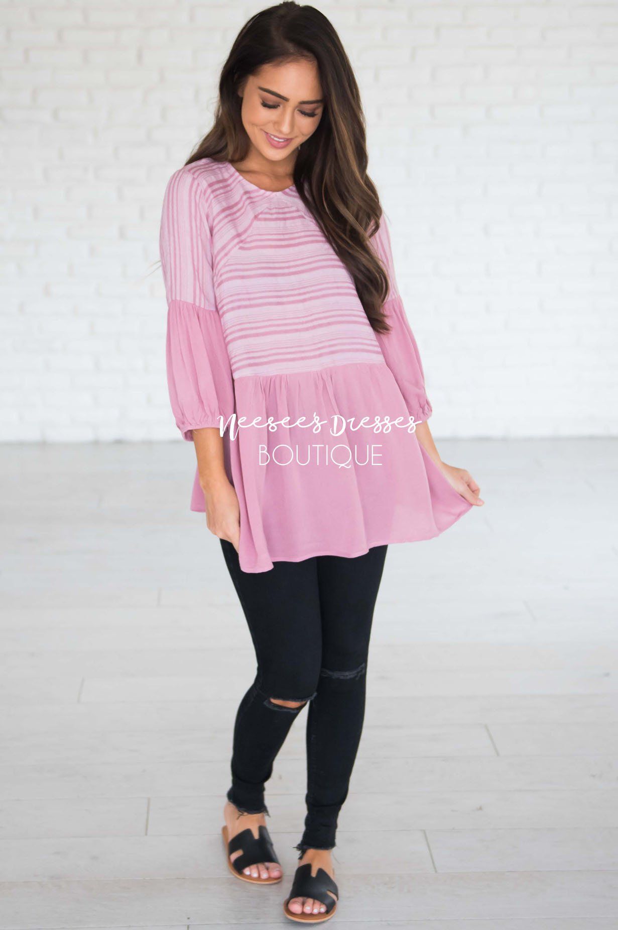 Time to Relax Peplum Top Modest Dresses vendor-unknown