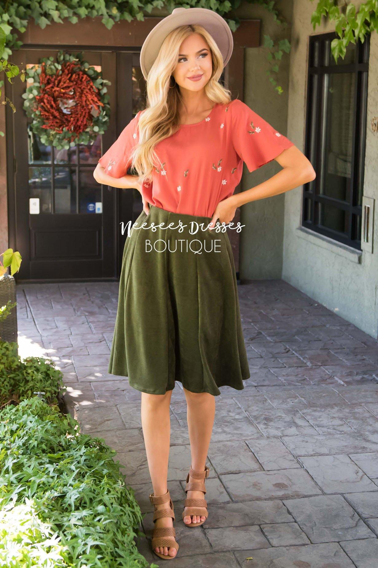 Twirl Another Day Corduroy Skirt Modest Dresses vendor-unknown