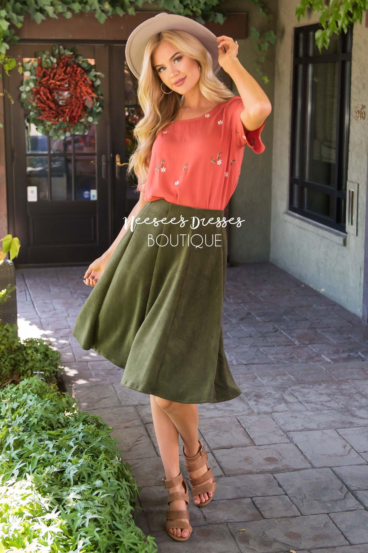 Twirl Another Day Corduroy Skirt Modest Dresses vendor-unknown