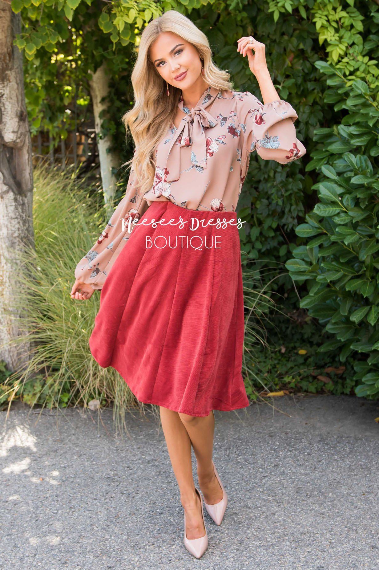 Twirl Another Day Corduroy Skirt Modest Dresses vendor-unknown