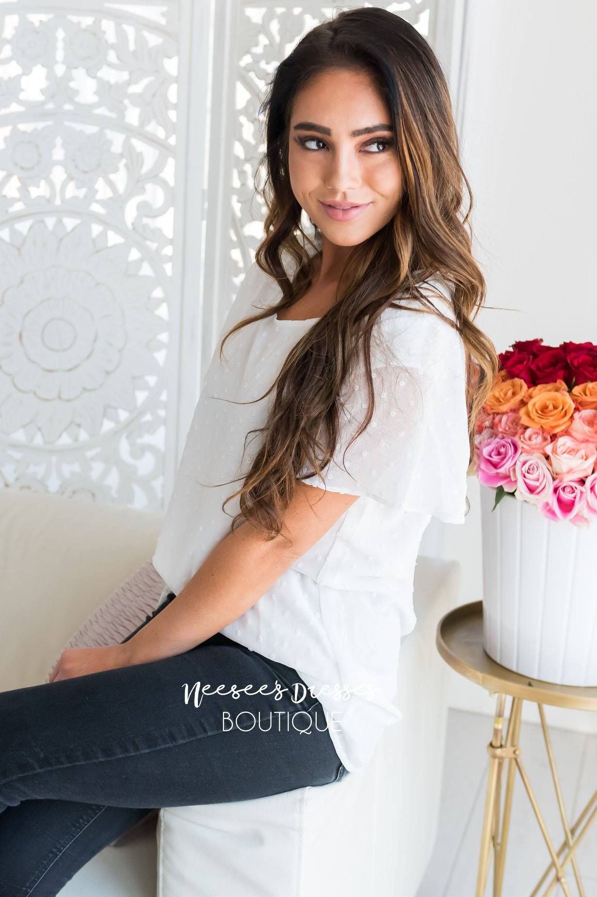 Gorgeous Swiss Dot Blouse Tops vendor-unknown