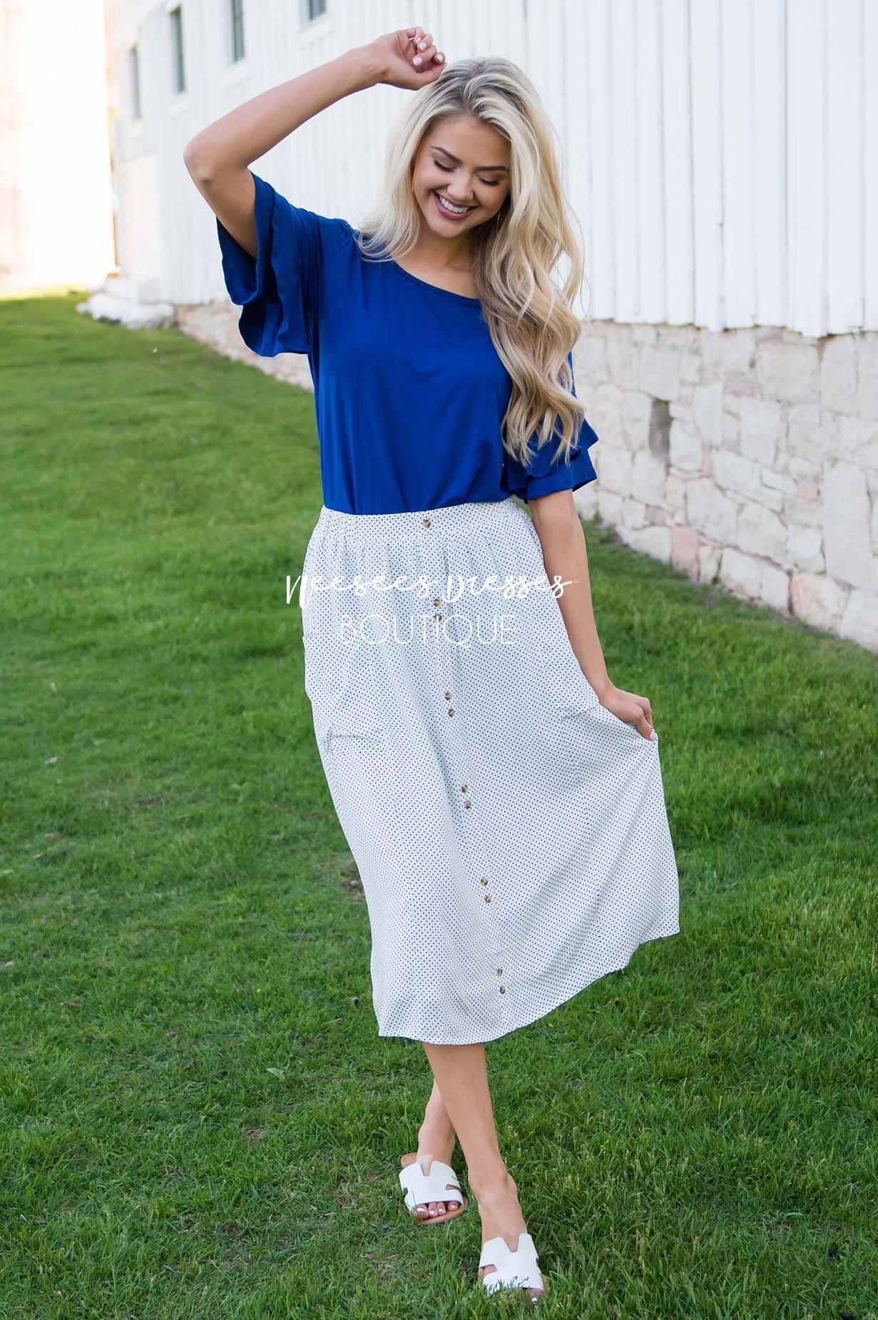 Dream Without Fear Polka Dot Skirt Modest Dresses vendor-unknown