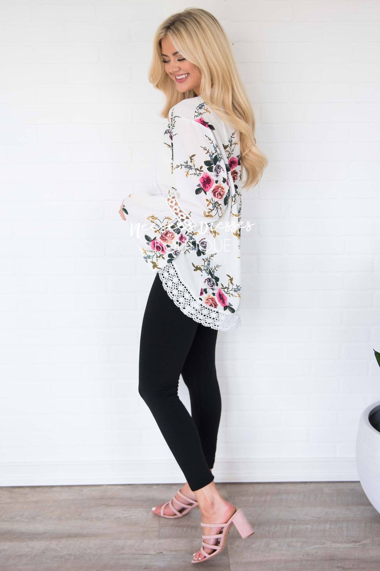 Just Bloom Floral Cardigan Modest Dresses vendor-unknown