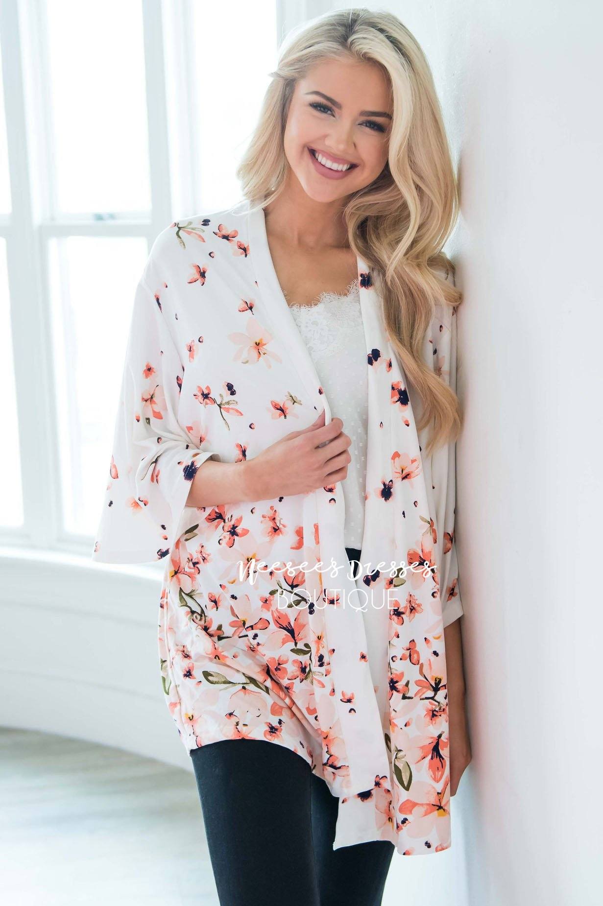 Living In A Dream Floral Cardigan Modest Dresses vendor-unknown