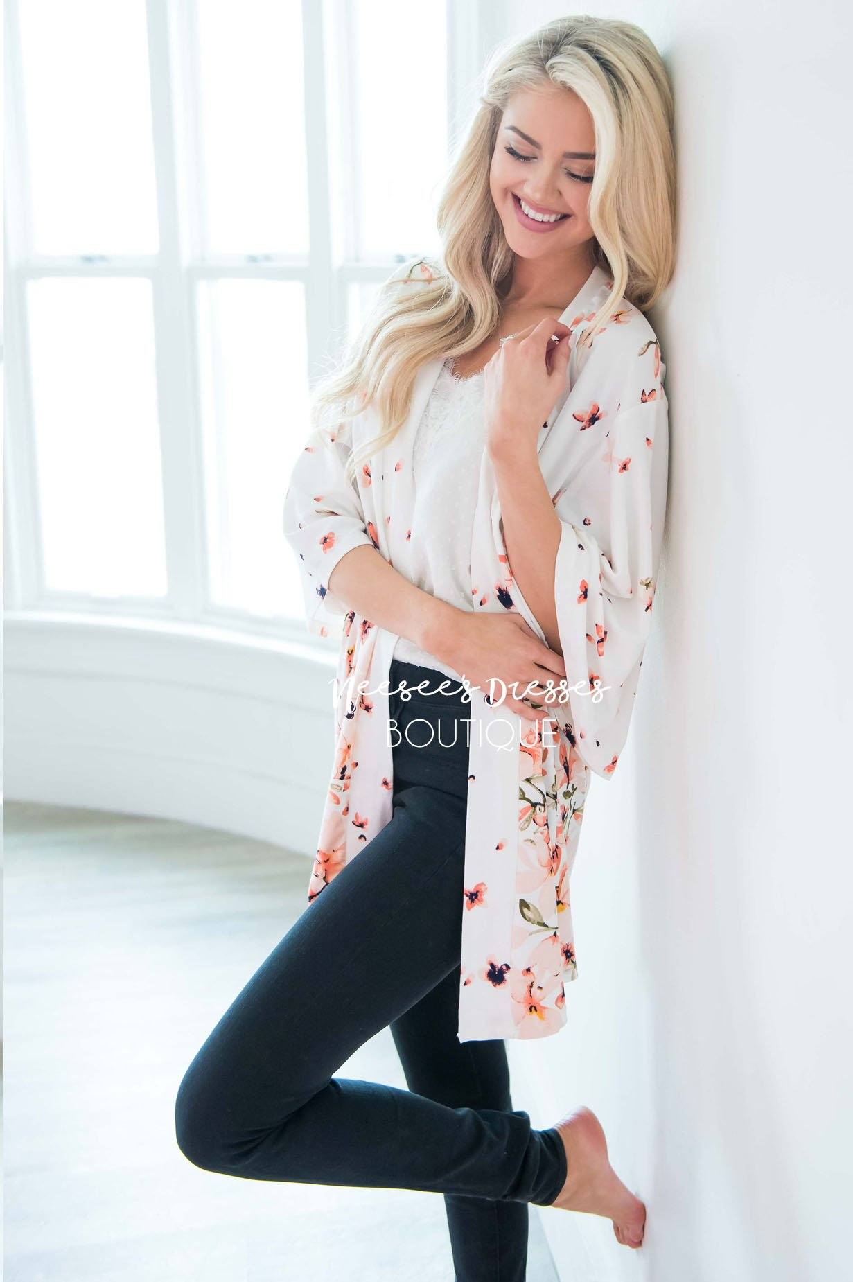 Living In A Dream Floral Cardigan Modest Dresses vendor-unknown