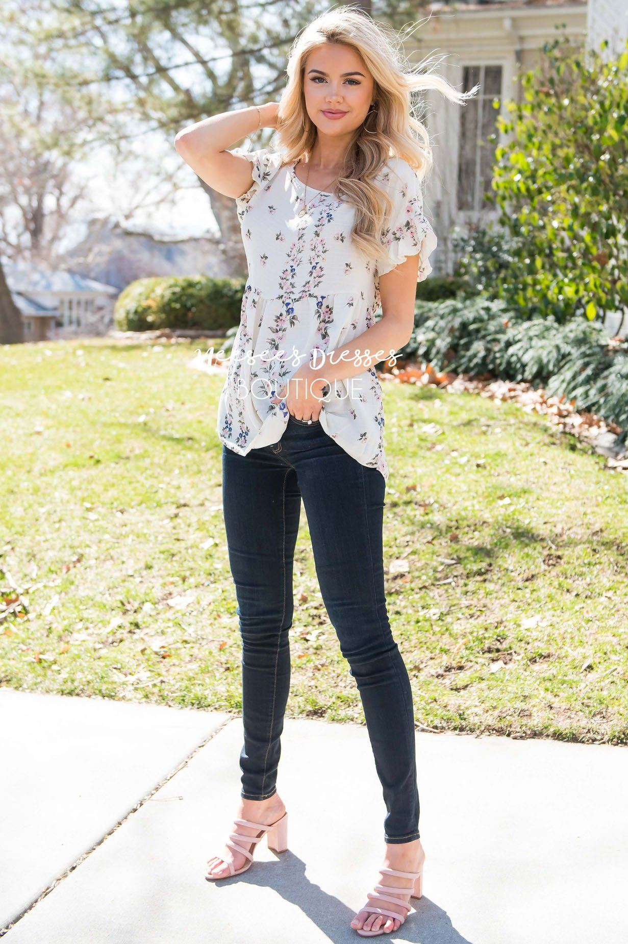 Dream Big Floral Baby Doll Top Modest Dresses vendor-unknown