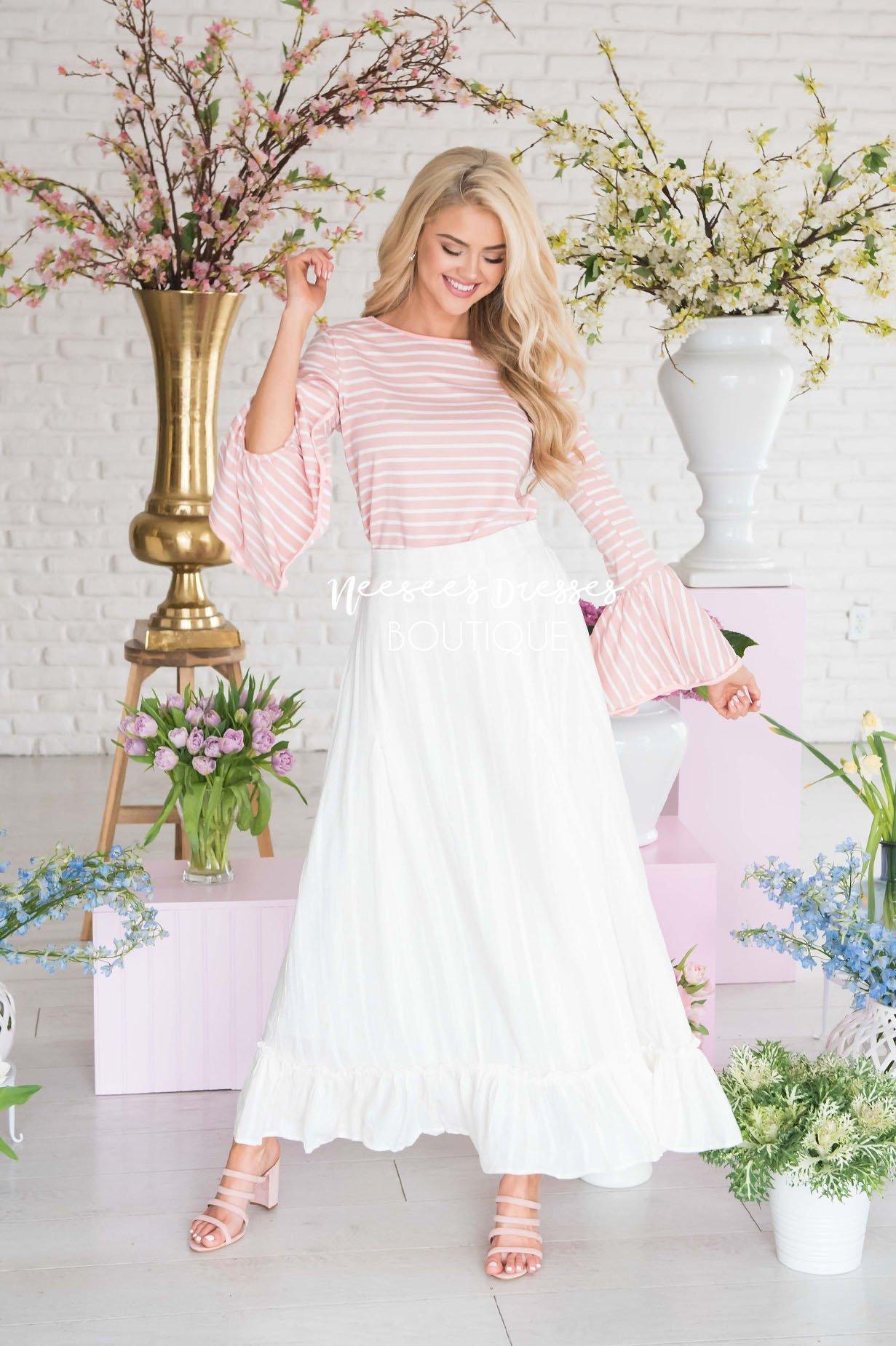 For The Love Of White Maxi Skirt Modest Dresses vendor-unknown
