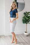 Perfect Fit Navy & White Skirt Skirts vendor-unknown