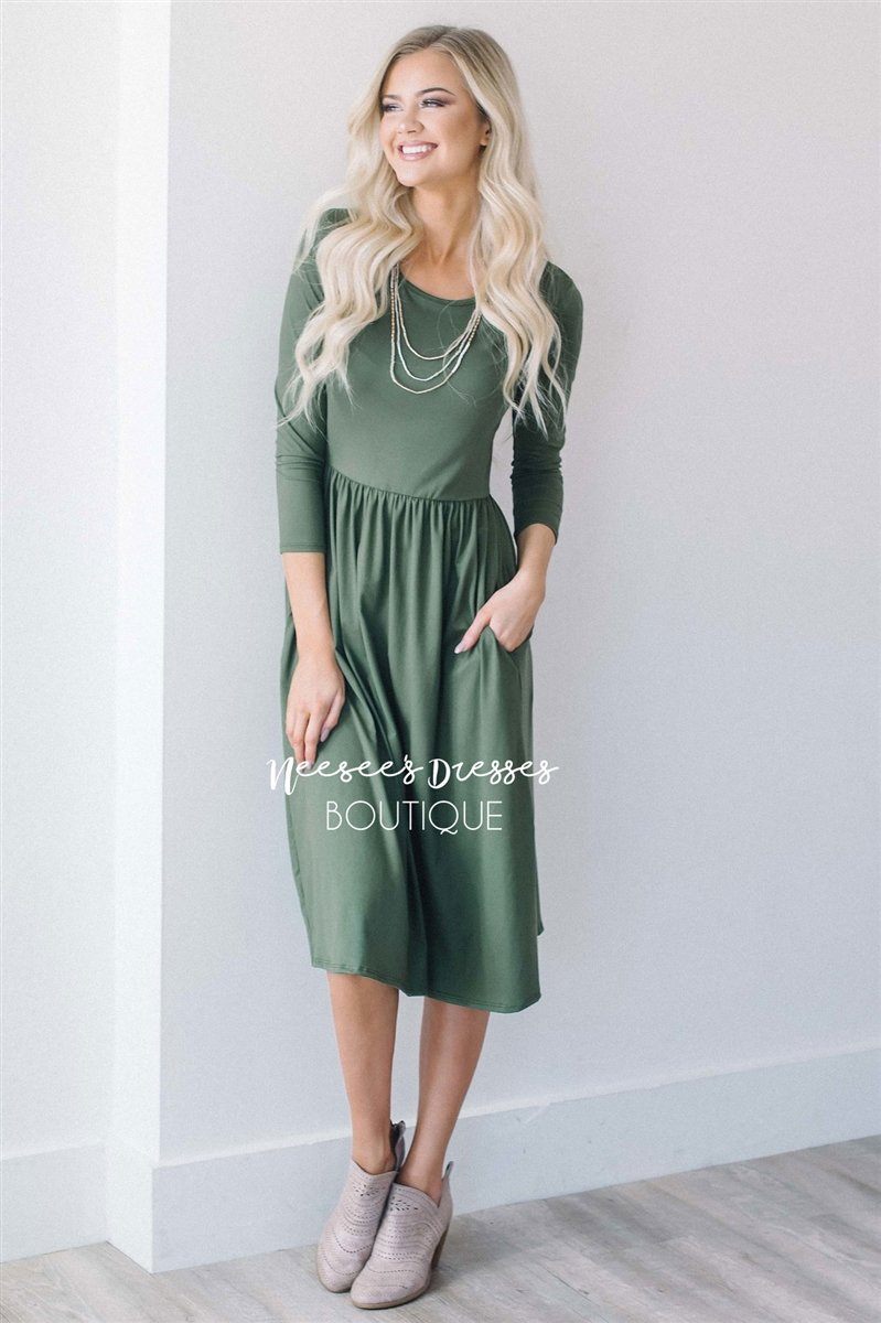The Anna Modest Dresses vendor-unknown Olive S