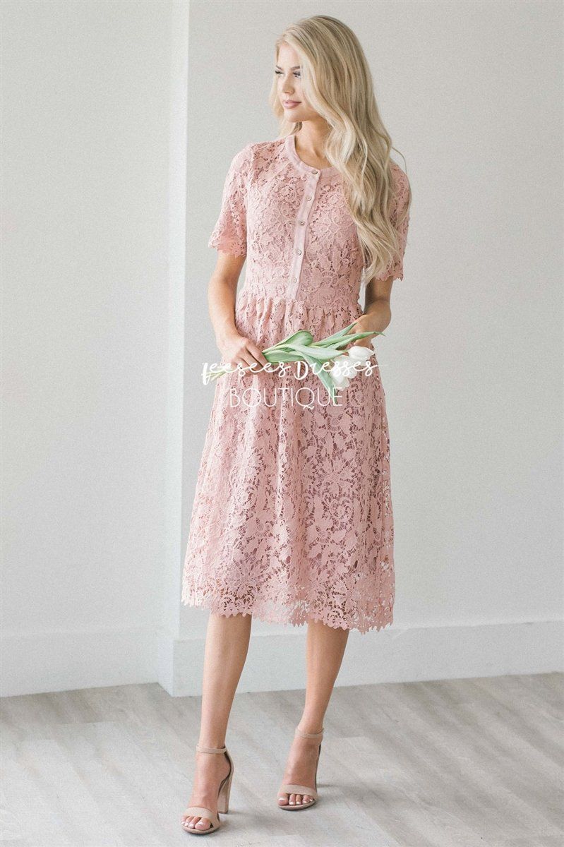The Maggie Lace Dress Modest Dresses vendor-unknown Dusty Mauve S