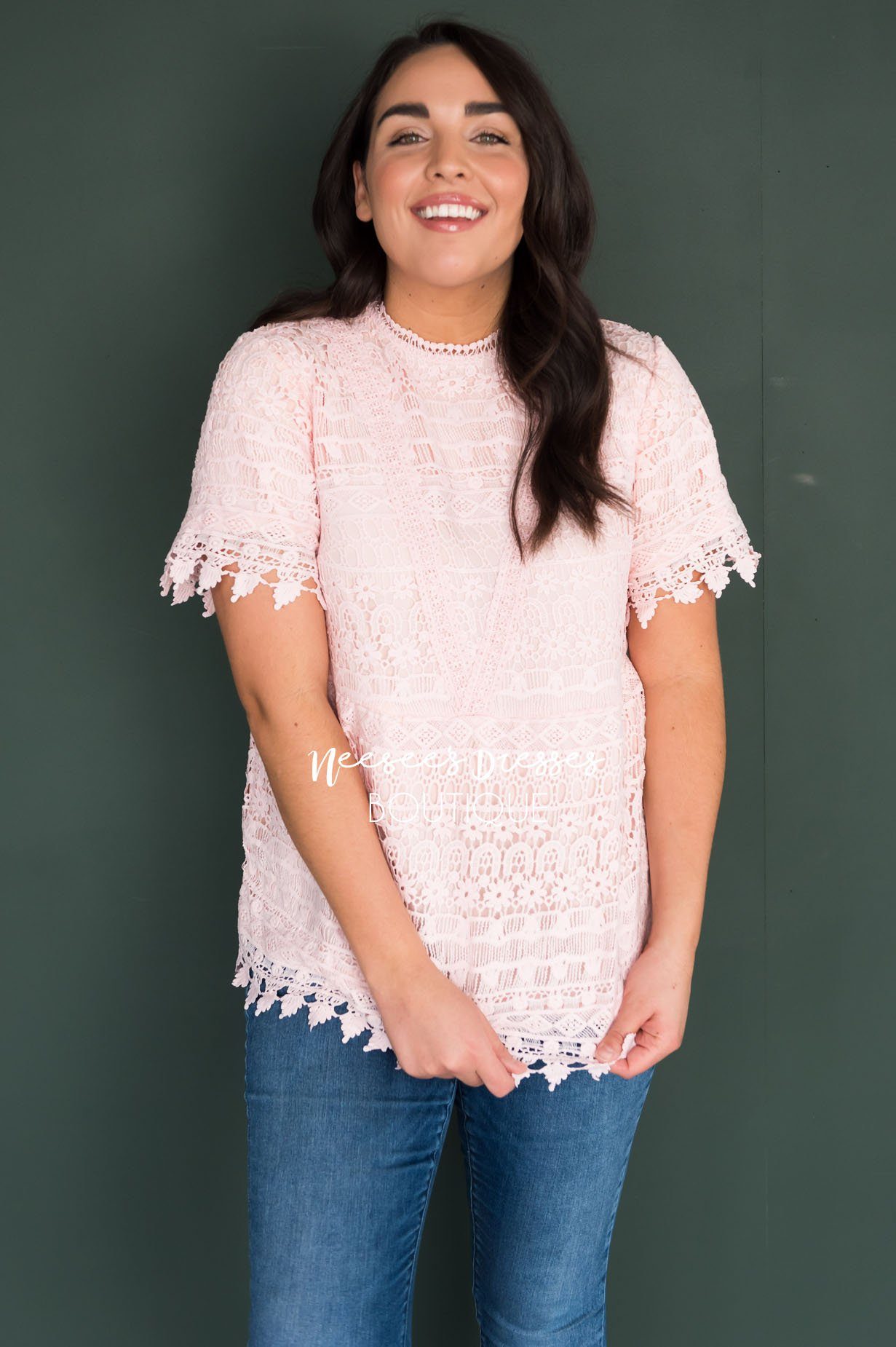 A Lot of Lace Modest Blouse Tops vendor-unknown