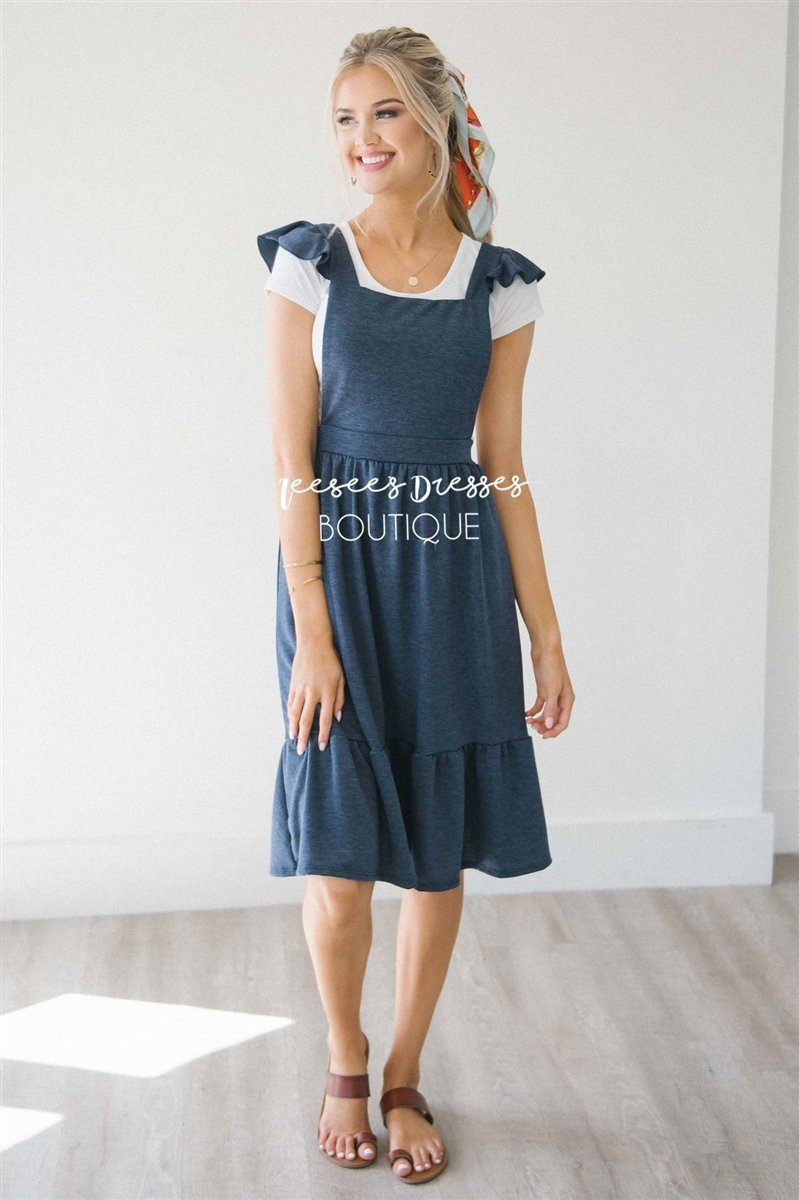 The Harper Overall Ruffle Sleeve Dress Modest Dresses vendor-unknown