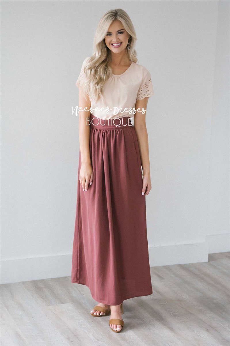 Burnt Mauve Maxi Skirt Skirts vendor-unknown Burnt Mauve XS