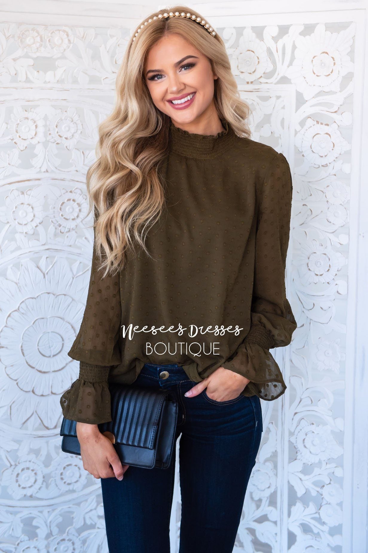 Admired Swiss Dot Blouse Tops vendor-unknown