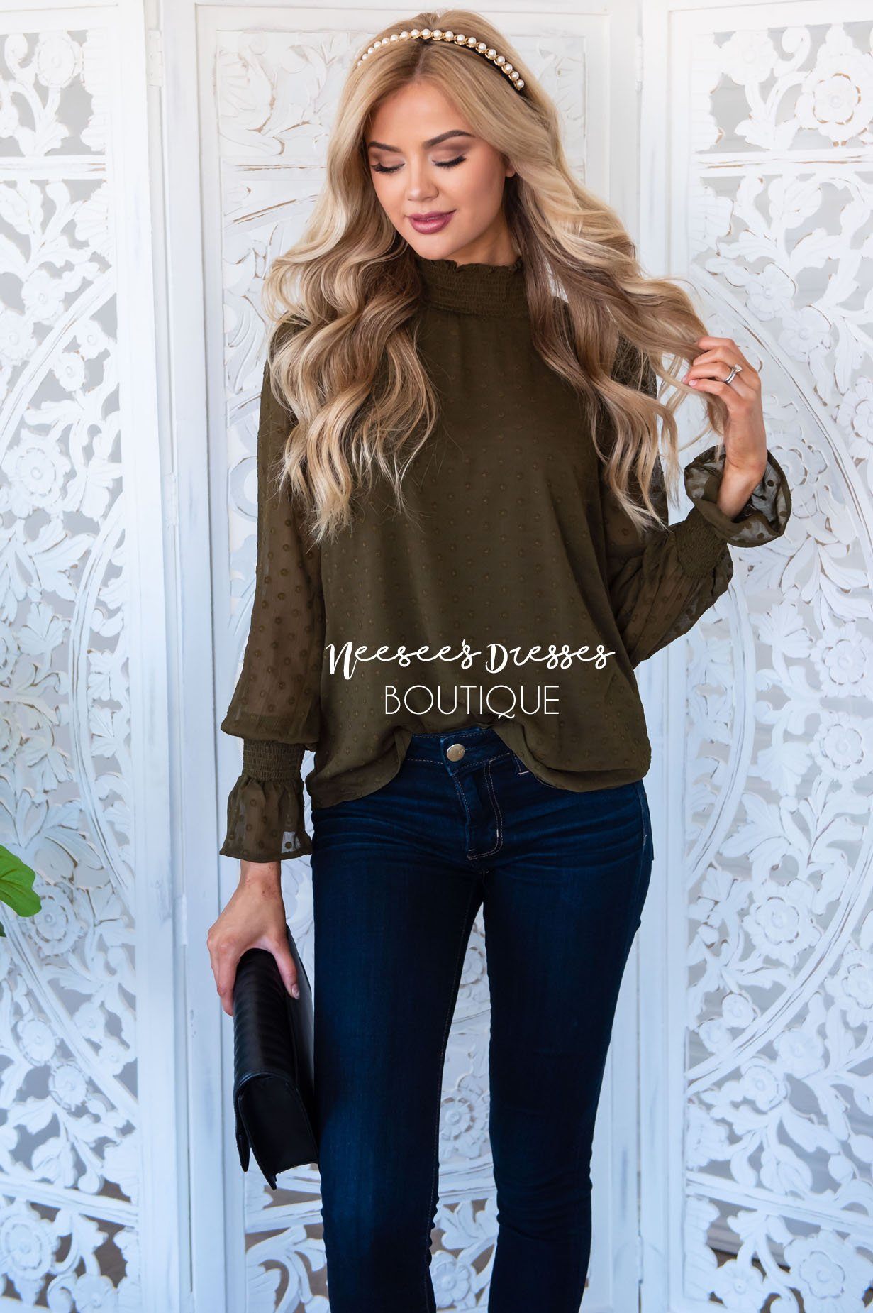 Admired Swiss Dot Blouse Tops vendor-unknown