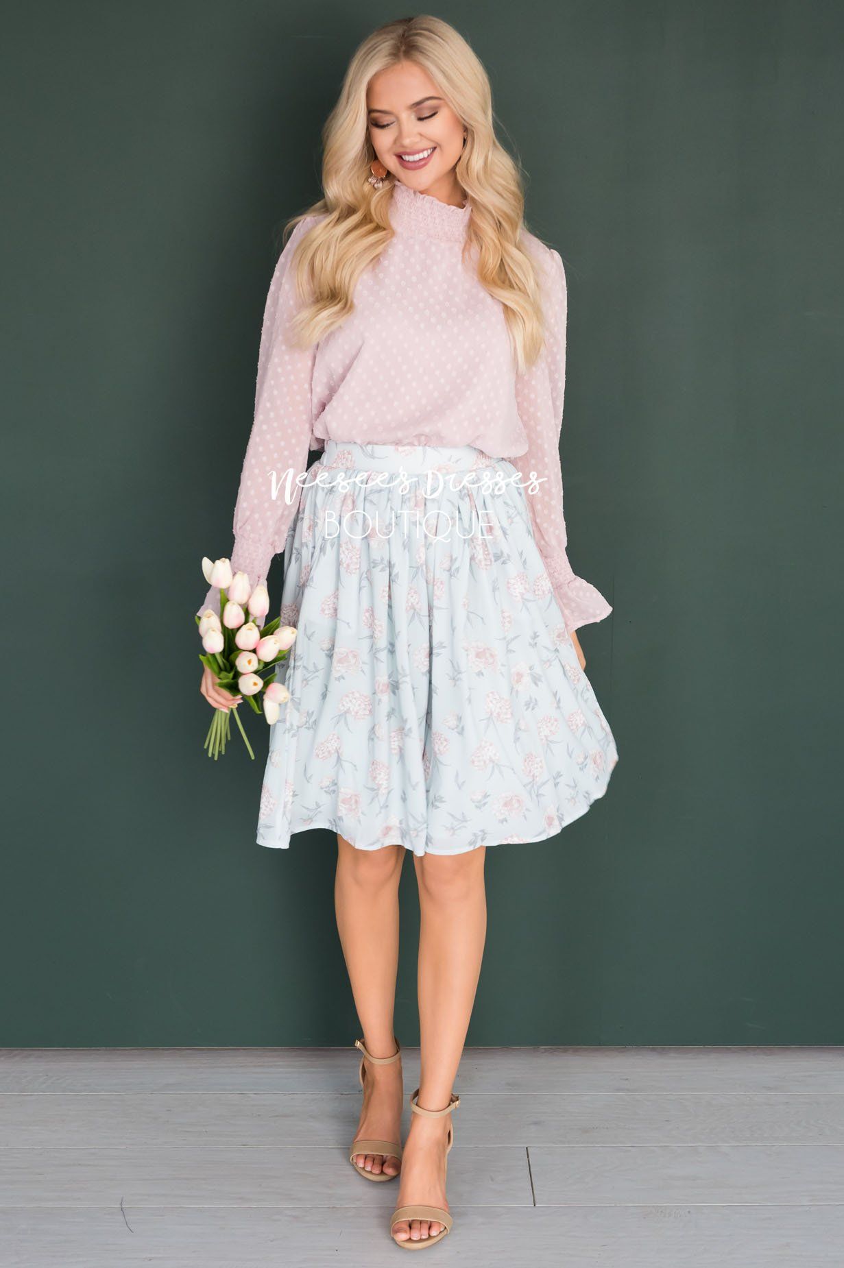 Admired Swiss Dot Modest Blouse Tops vendor-unknown