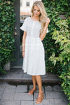 The Isla Modest Dresses vendor-unknown S Heather Gray & Ivory Stripes