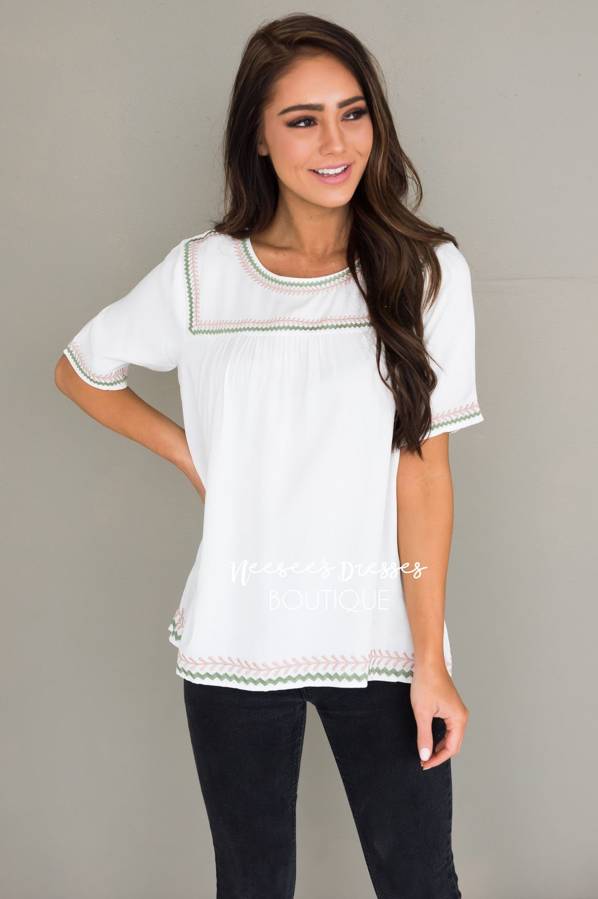 Always Charming Modest Blouse Tops vendor-unknown