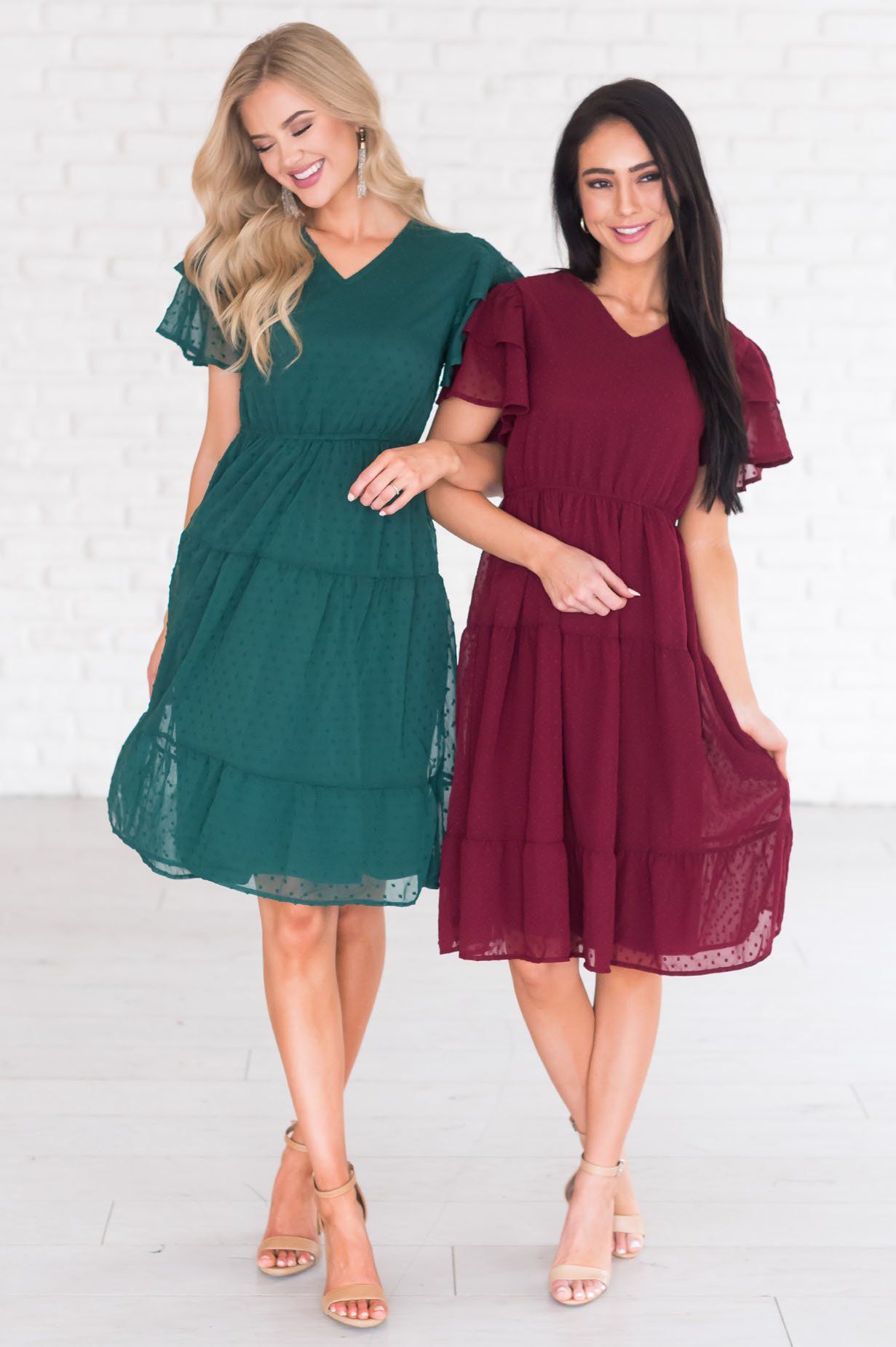 The Amy Swiss Dot Modest Dresses vendor-unknown