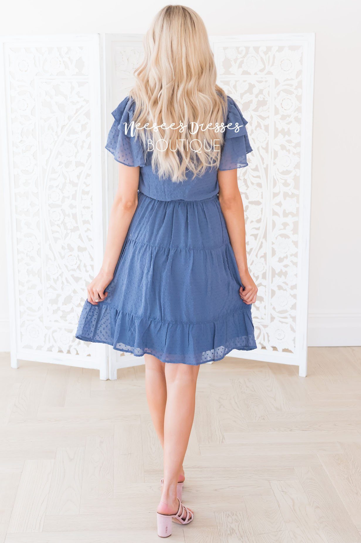 The Amy Swiss Dot Modest Dresses vendor-unknown