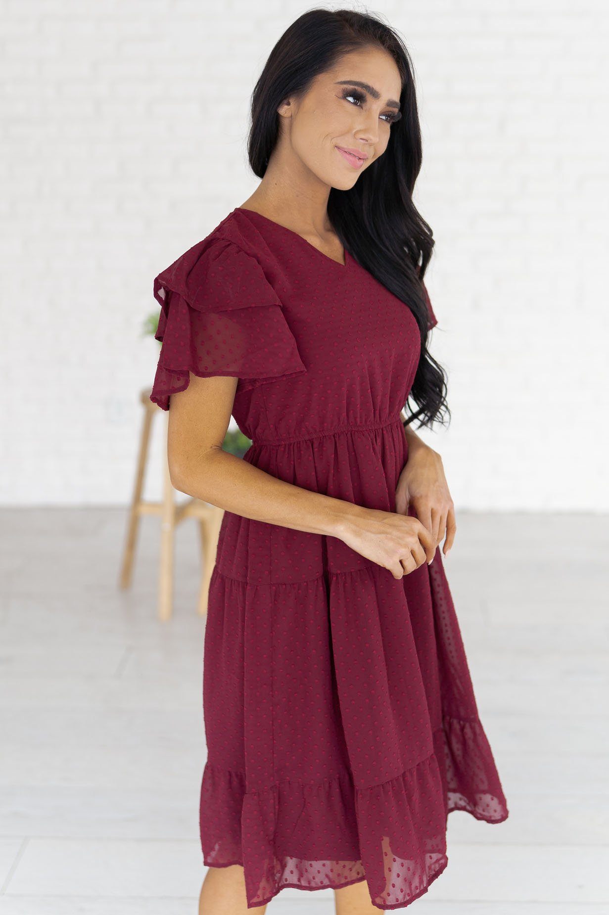 The Amy Swiss Dot Modest Dresses vendor-unknown