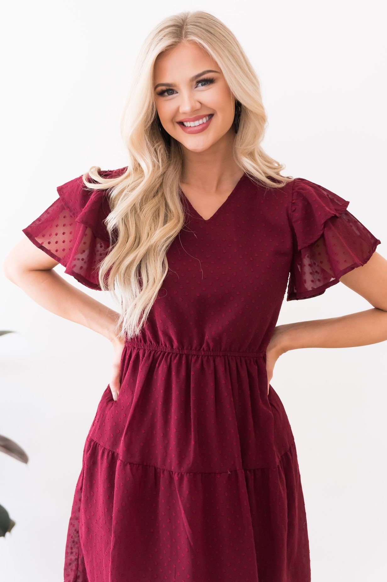 The Amy Swiss Dot Modest Dresses vendor-unknown