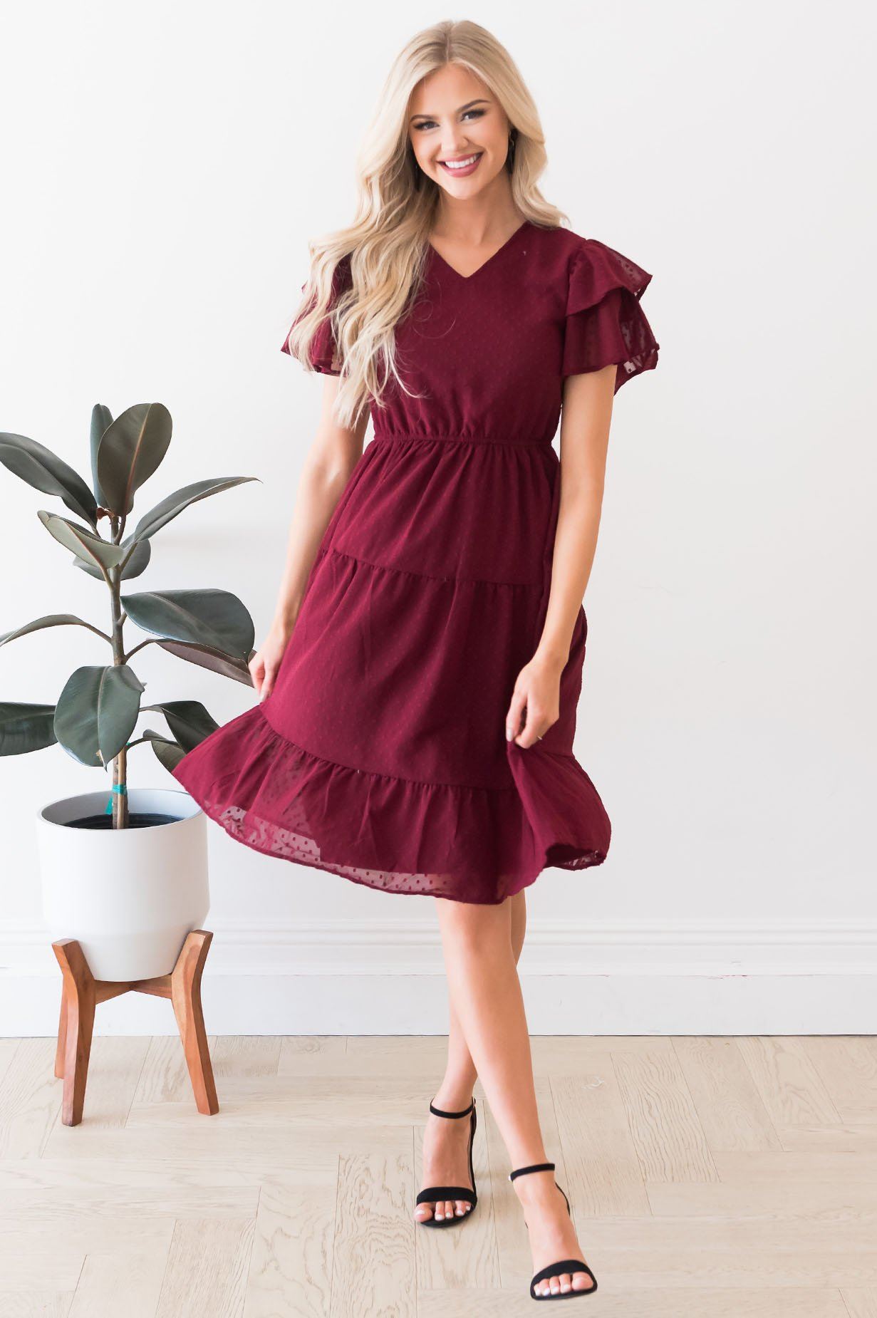 The Amy Swiss Dot Modest Dresses vendor-unknown