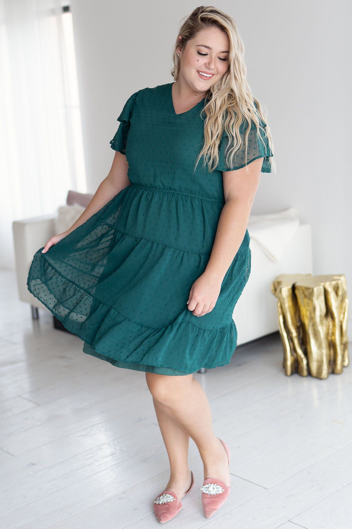 The Amy Swiss Dot Modest Dresses vendor-unknown