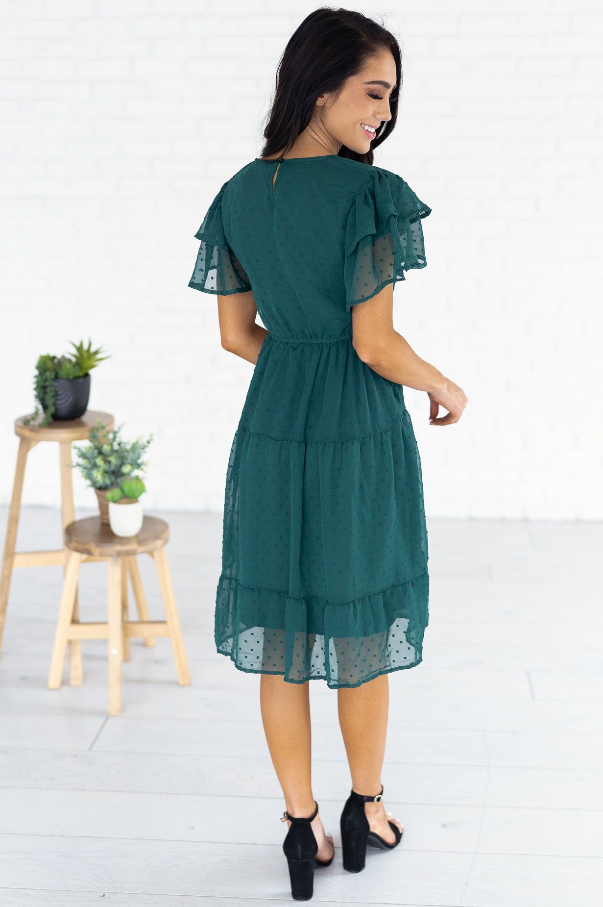 The Amy Swiss Dot Modest Dresses vendor-unknown