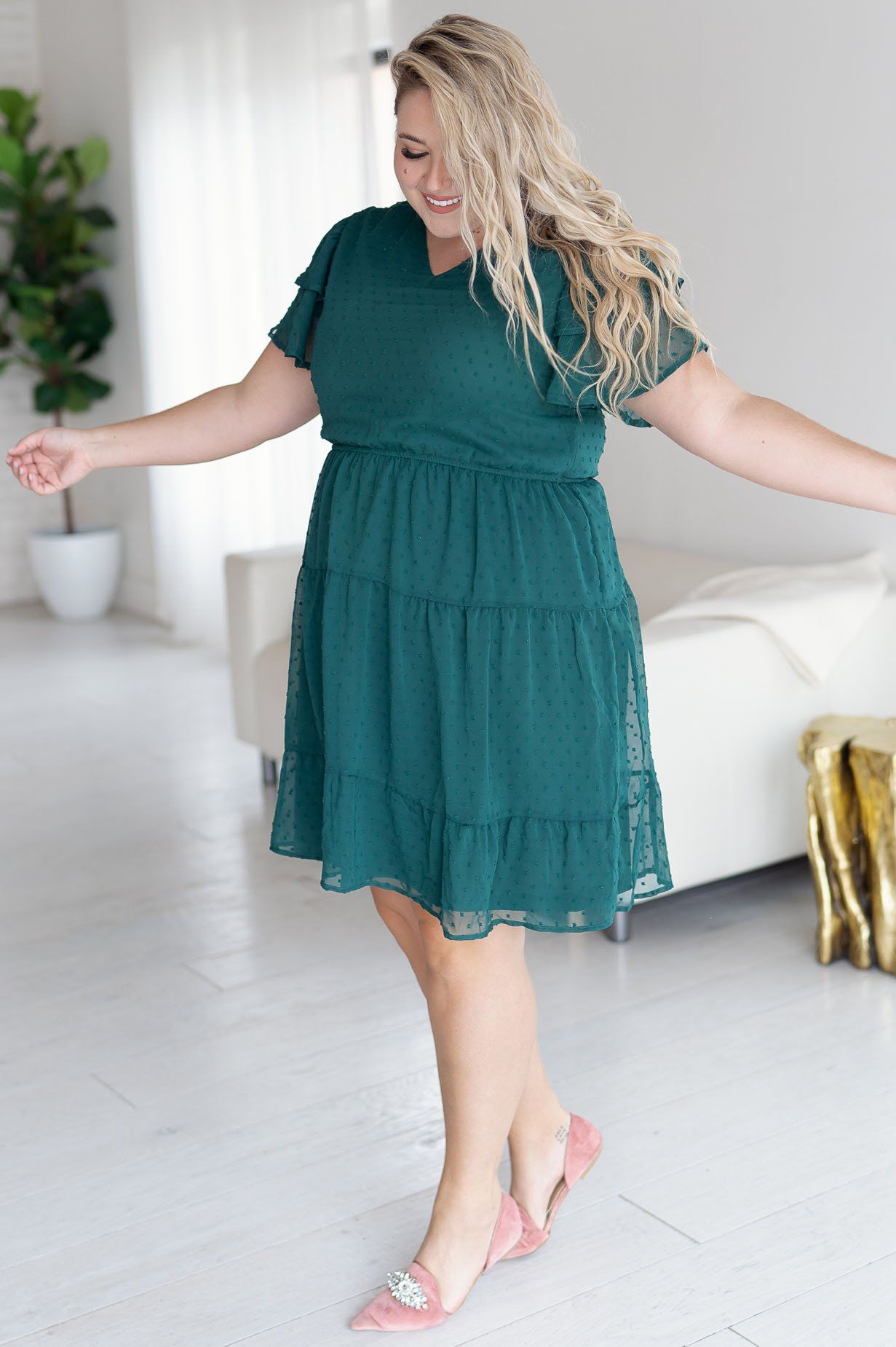 The Amy Swiss Dot Modest Dresses vendor-unknown