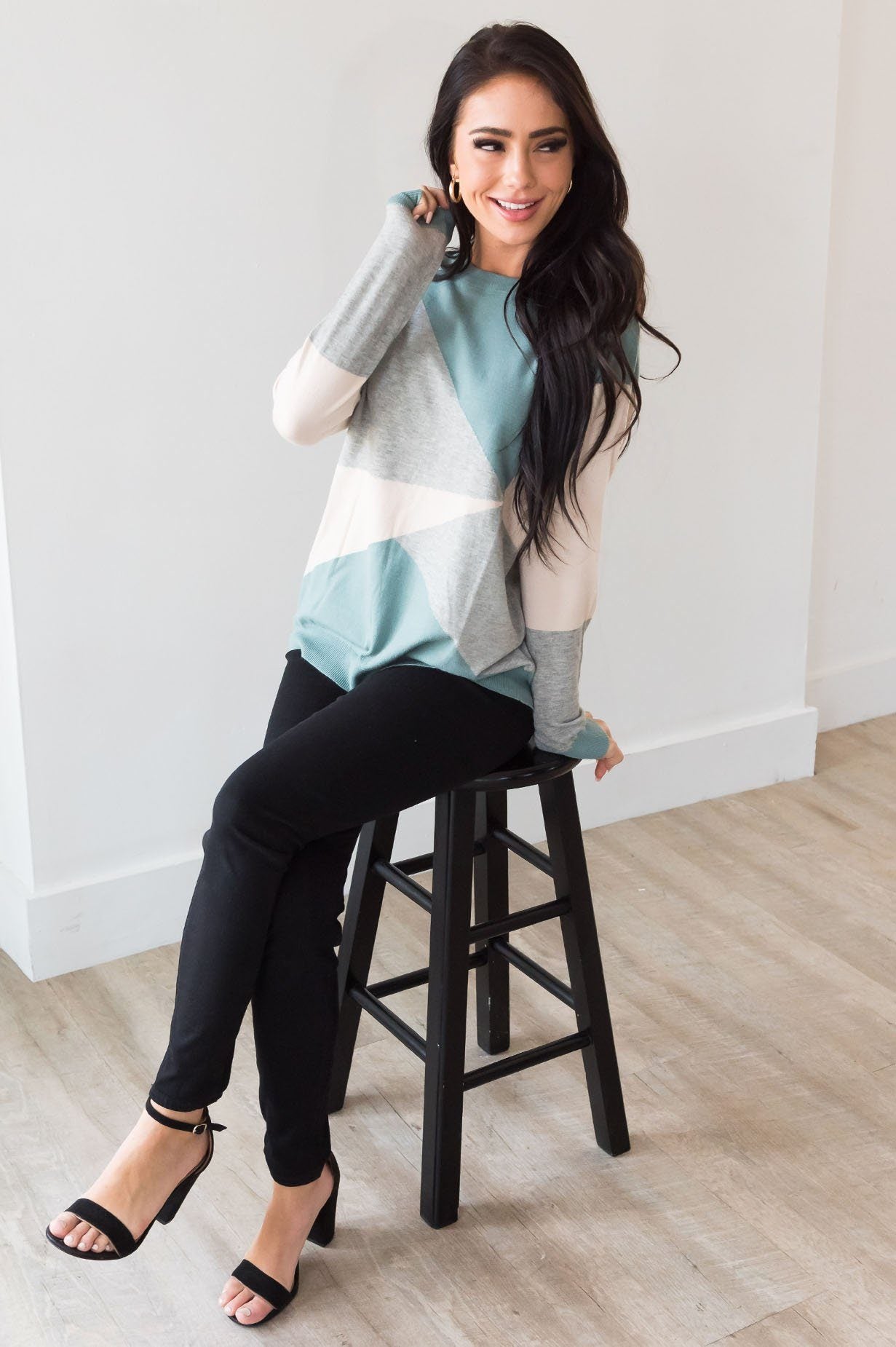 Got Your Back Geometric Block Sweater Tops vendor-unknown