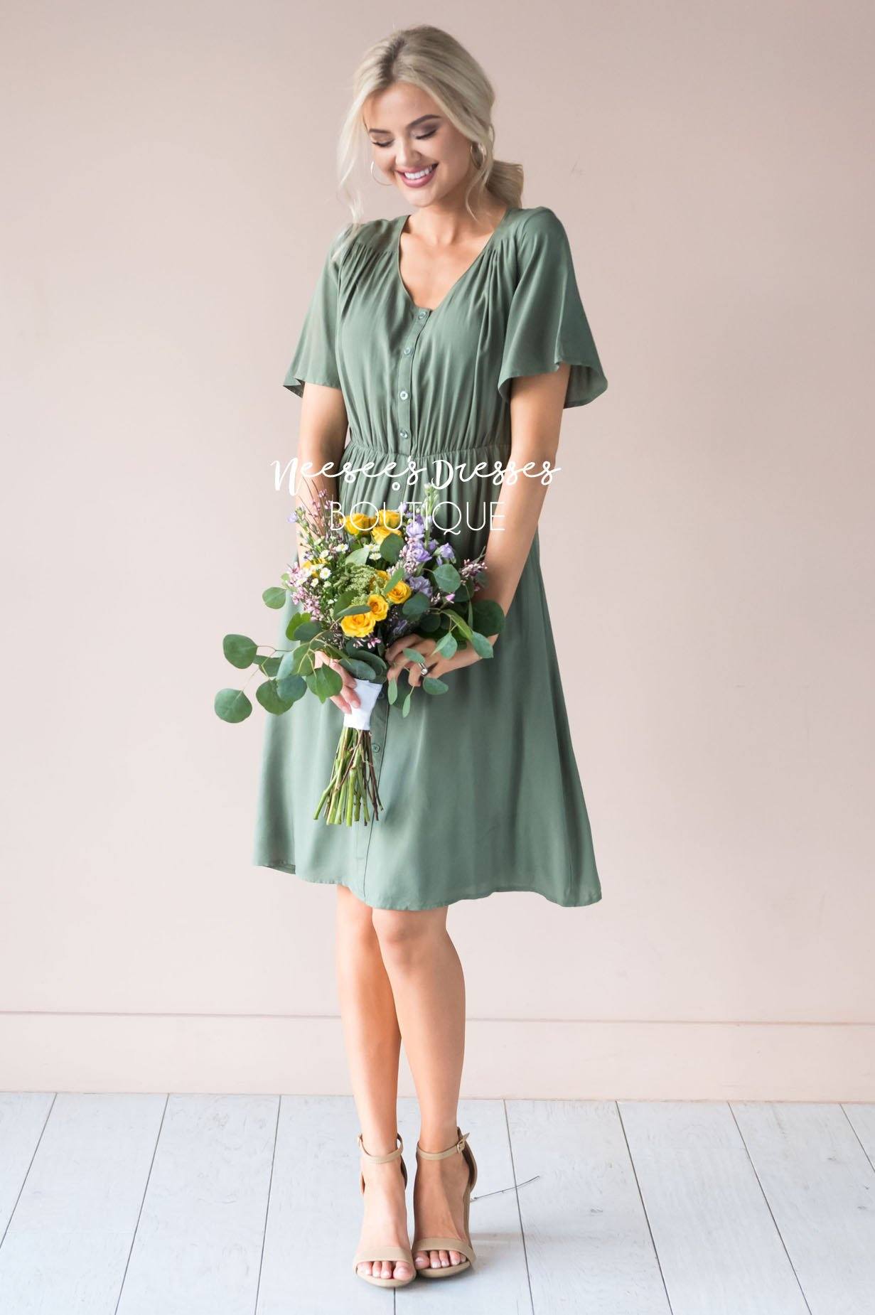 The Aria Button Dress Modest Dresses vendor-unknown