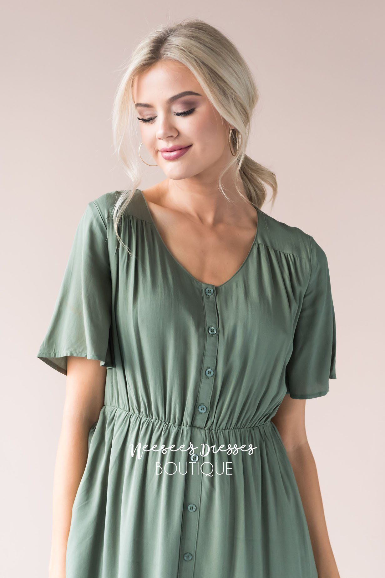 The Aria Button Dress Modest Dresses vendor-unknown