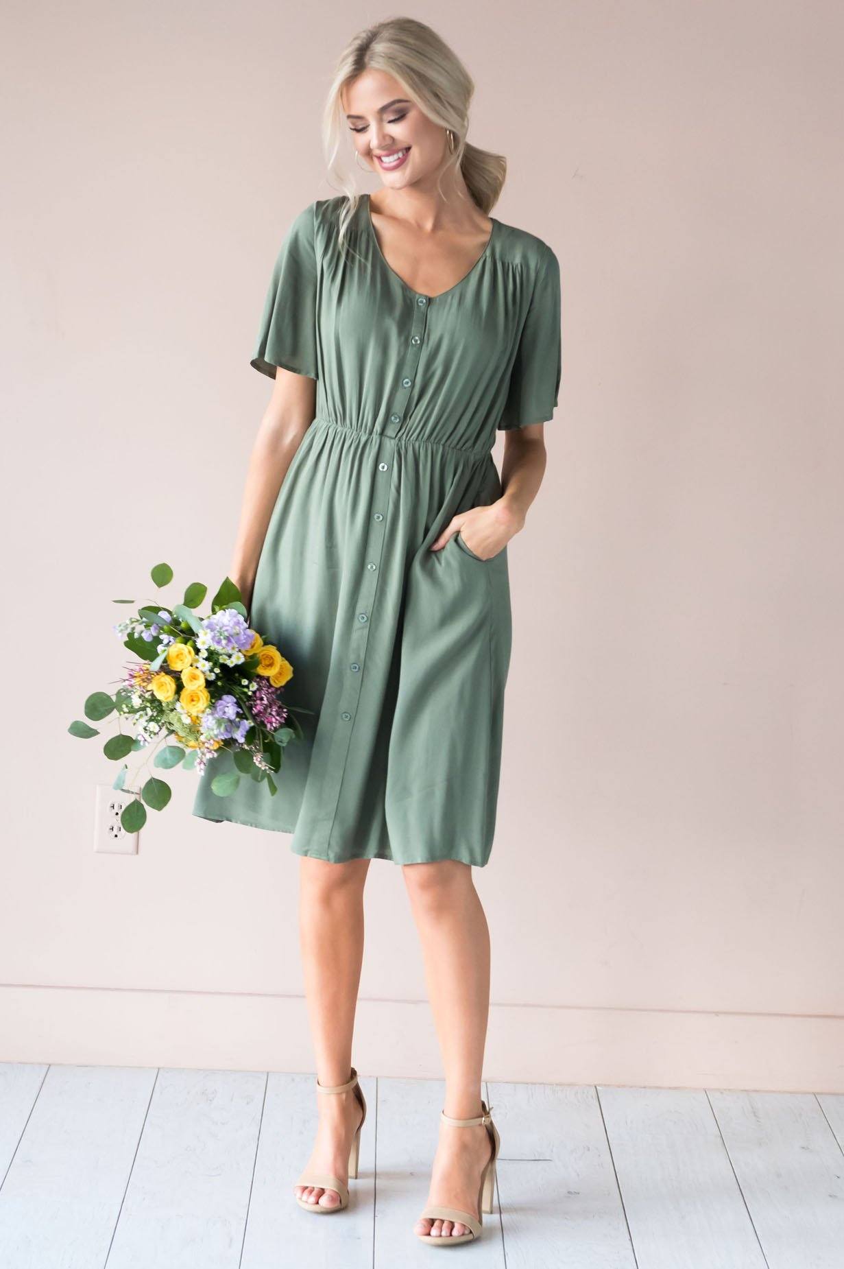 The Aria Button Dress Modest Dresses vendor-unknown