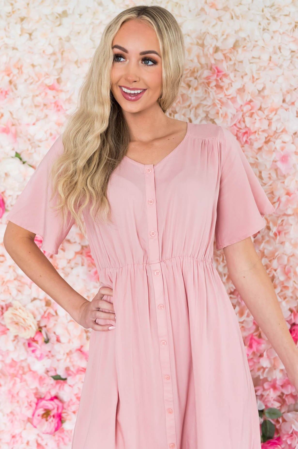 The Aria Button Dress Modest Dresses vendor-unknown