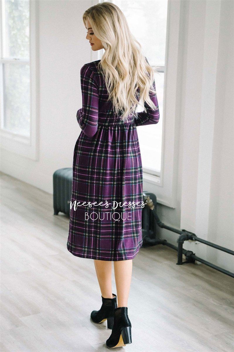 The Nellie Plaid Dress Modest Dresses vendor-unknown
