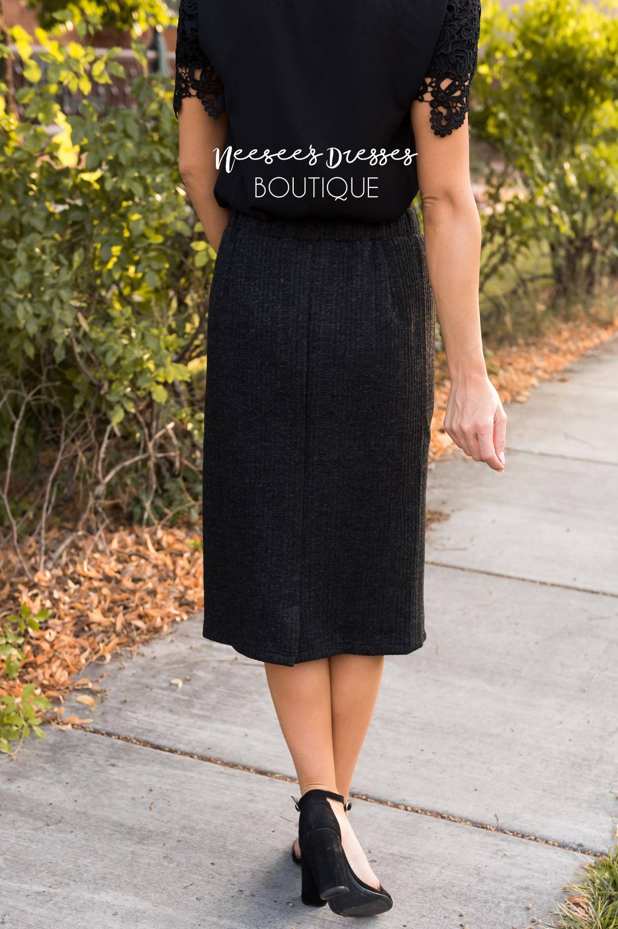 Charcoal Sweater Skirt Skirts vendor-unknown