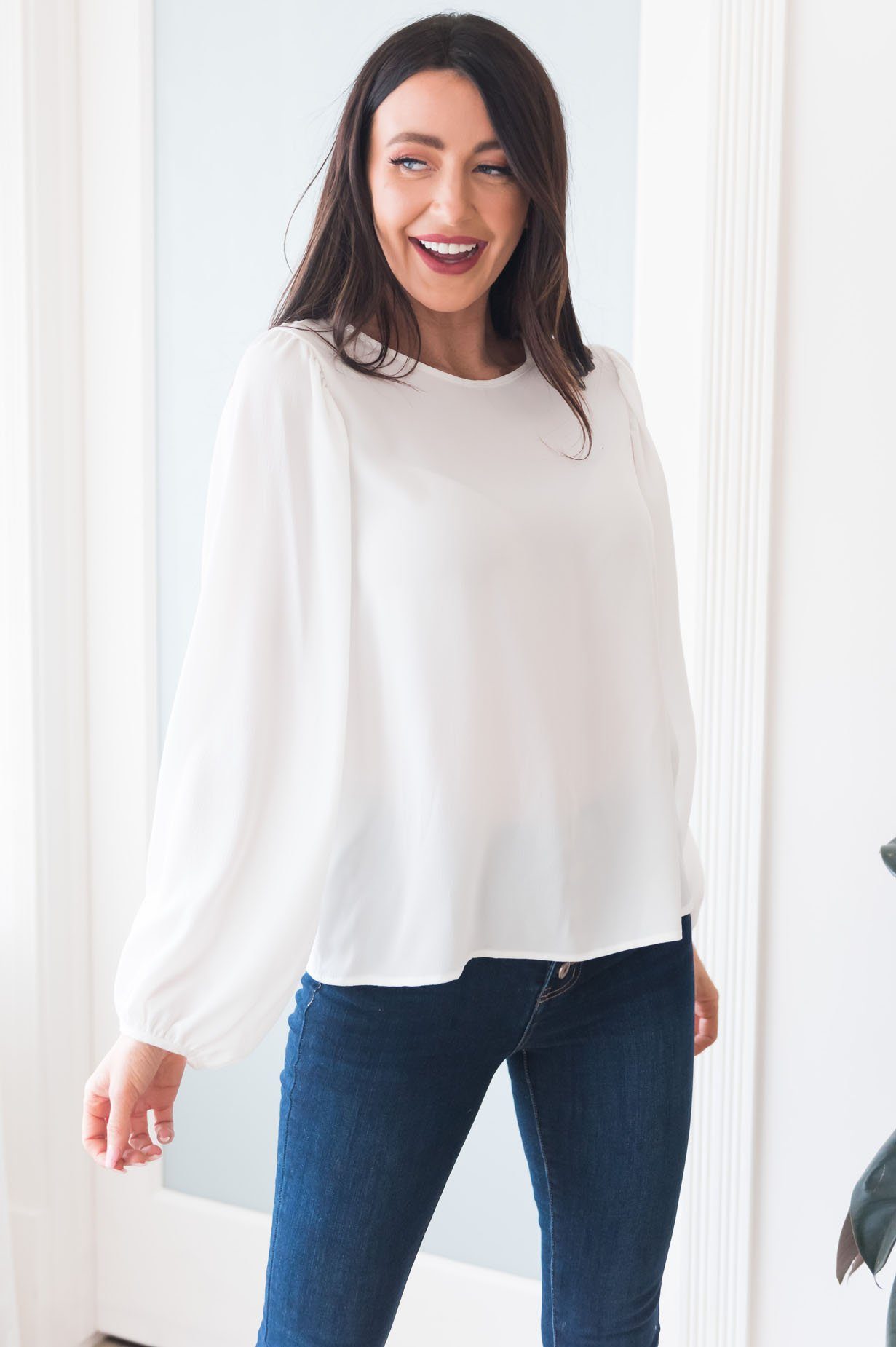 Business As Usual Modest Blouse Tops vendor-unknown