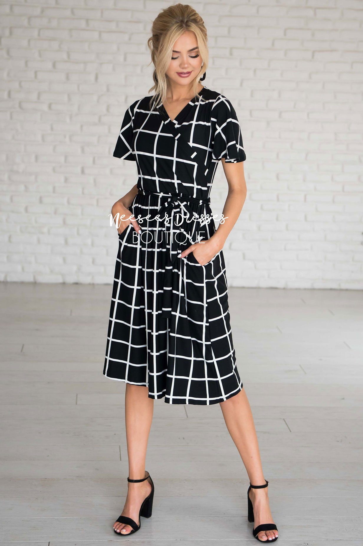The Moxie Grid Print Dress Modest Dresses vendor-unknown